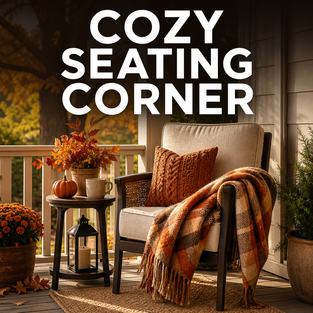 Fall front porch cozy seating corner