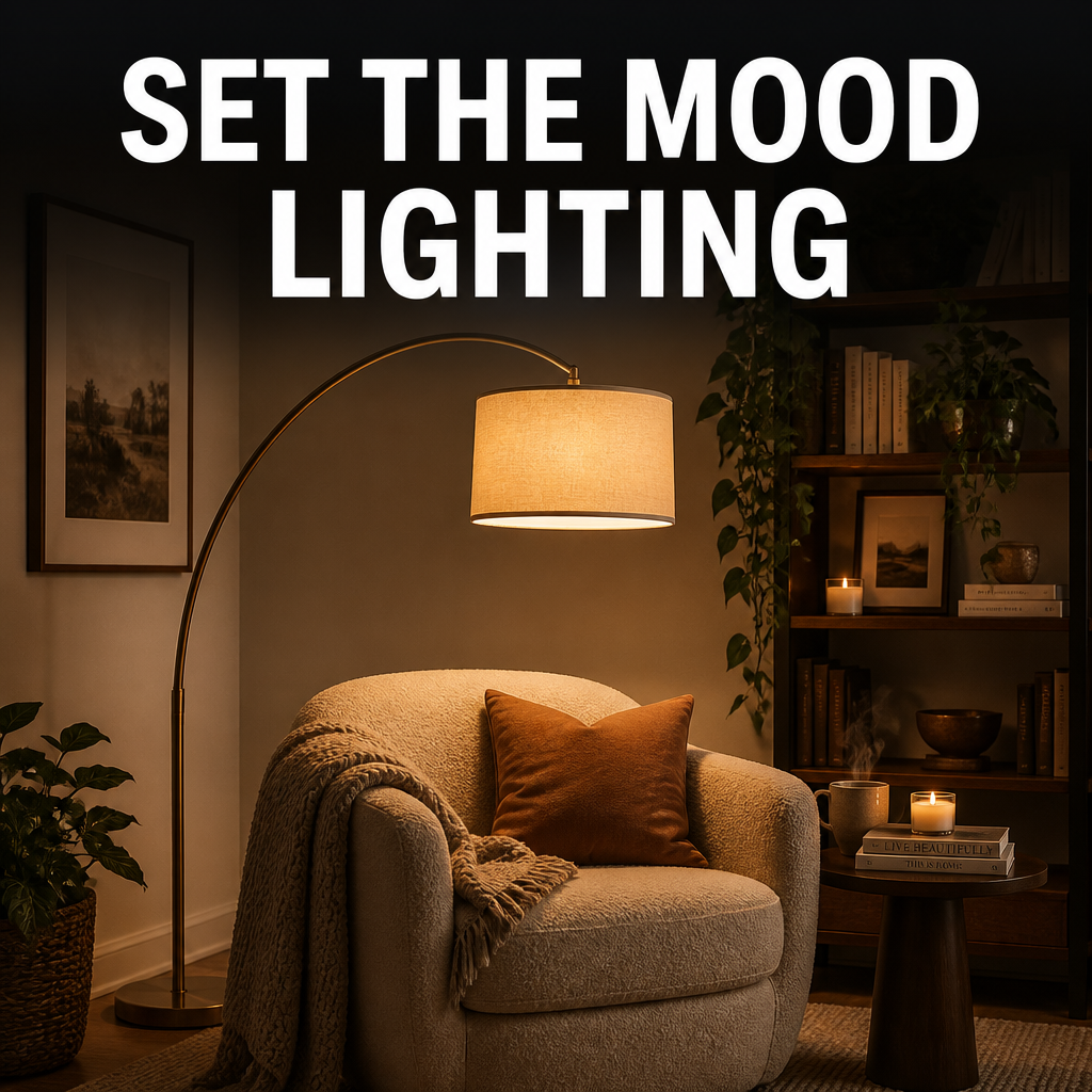 Cozy fall reading nook lighting
