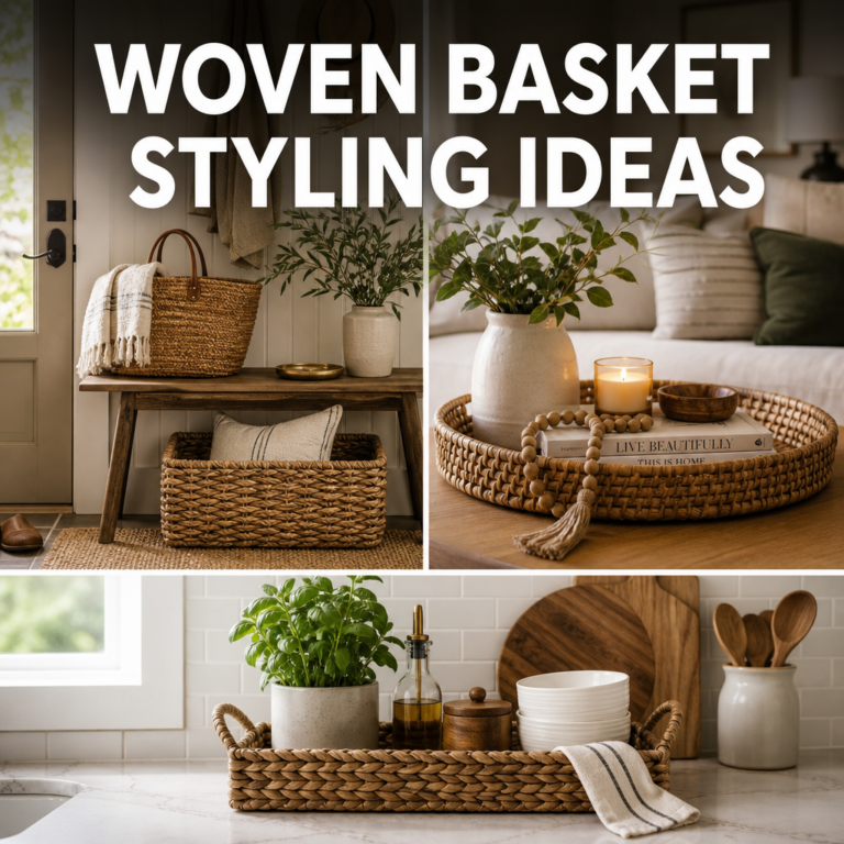 Woven basket and tray styling hero image