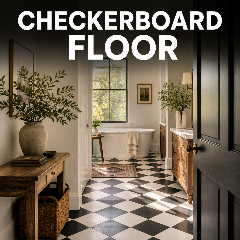 Vintage checkerboard floor tile