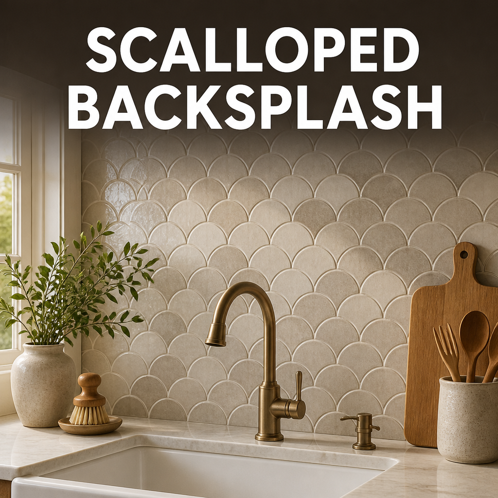Vintage scalloped backsplash tile