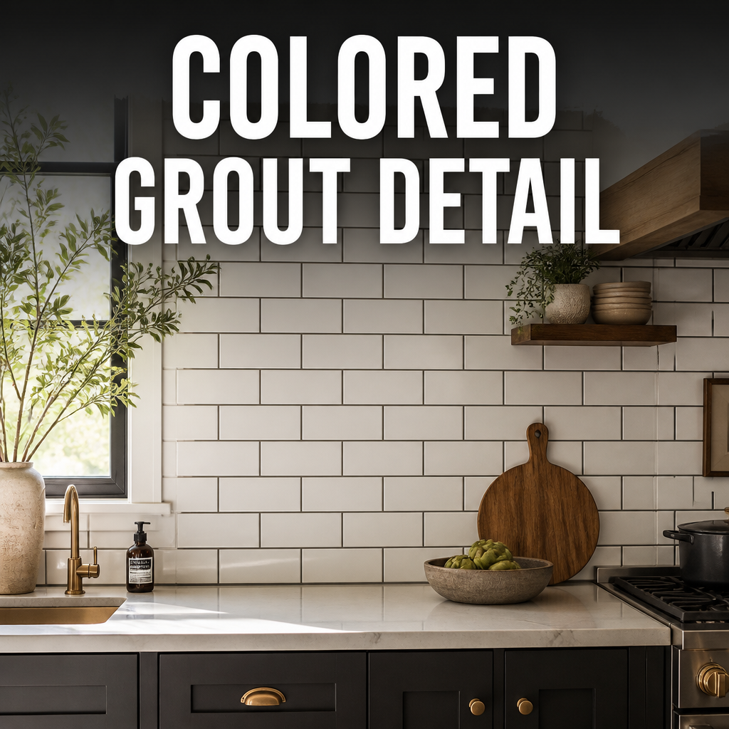 Colored grout tile feature