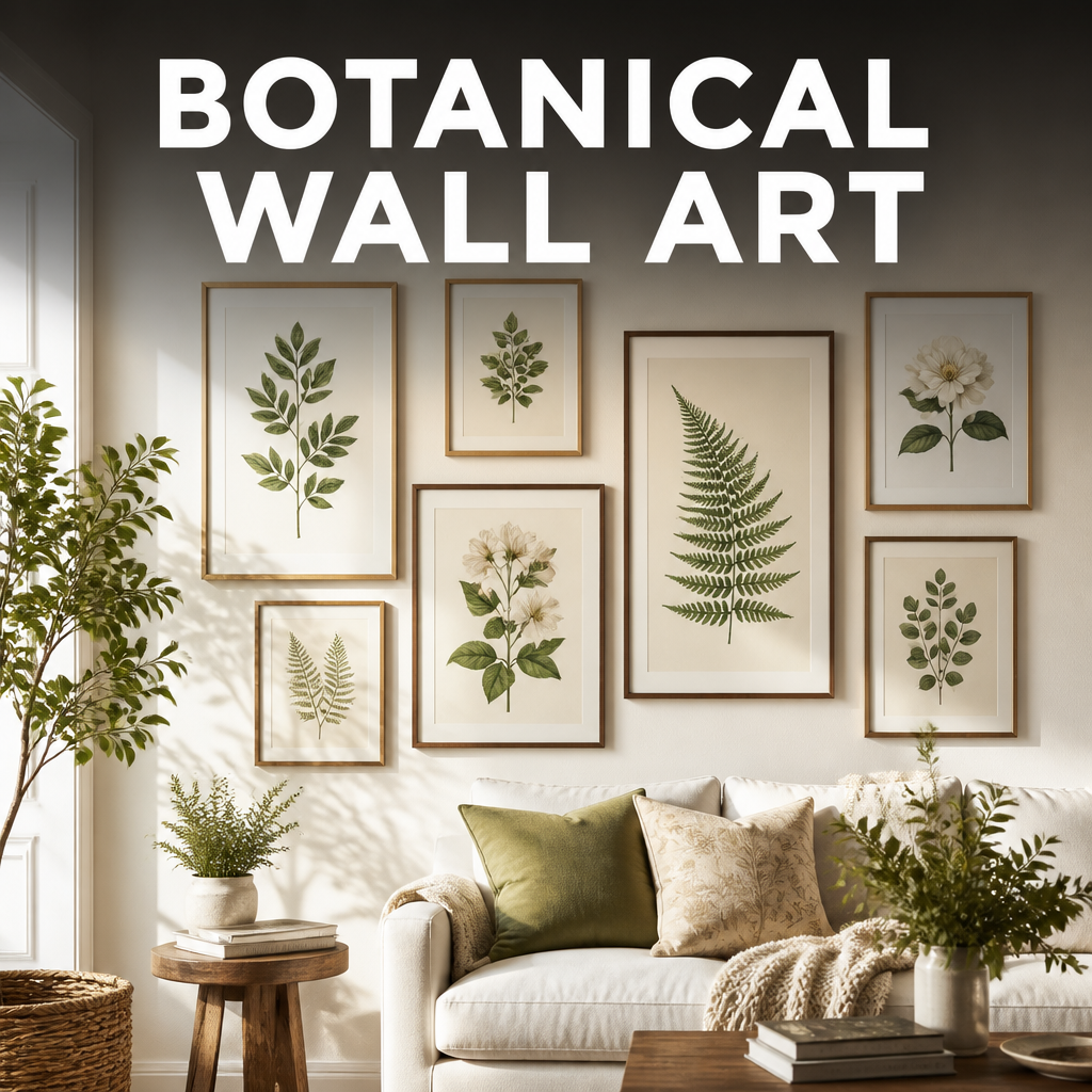 Nature-inspired living room botanical art
