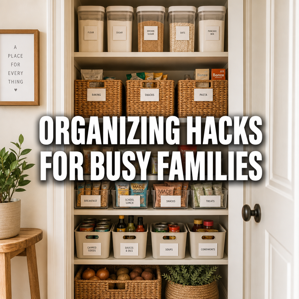 Pinterest pin — Organizing Hacks for Busy Families helloitsheather.com