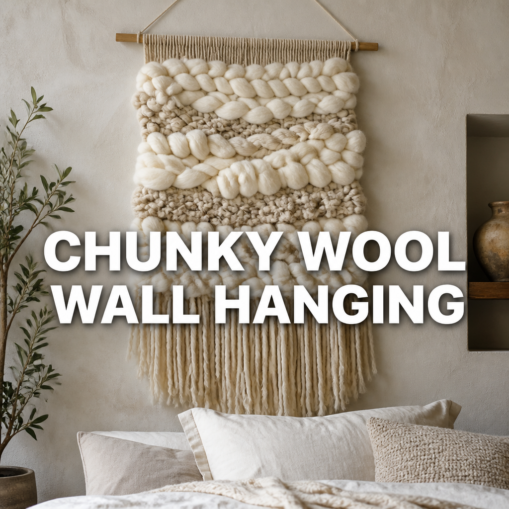 Chunky wool wall hanging modern rustic decor