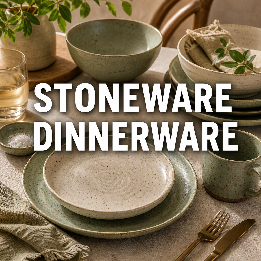 Handmade look stoneware dinnerware set modern rustic table