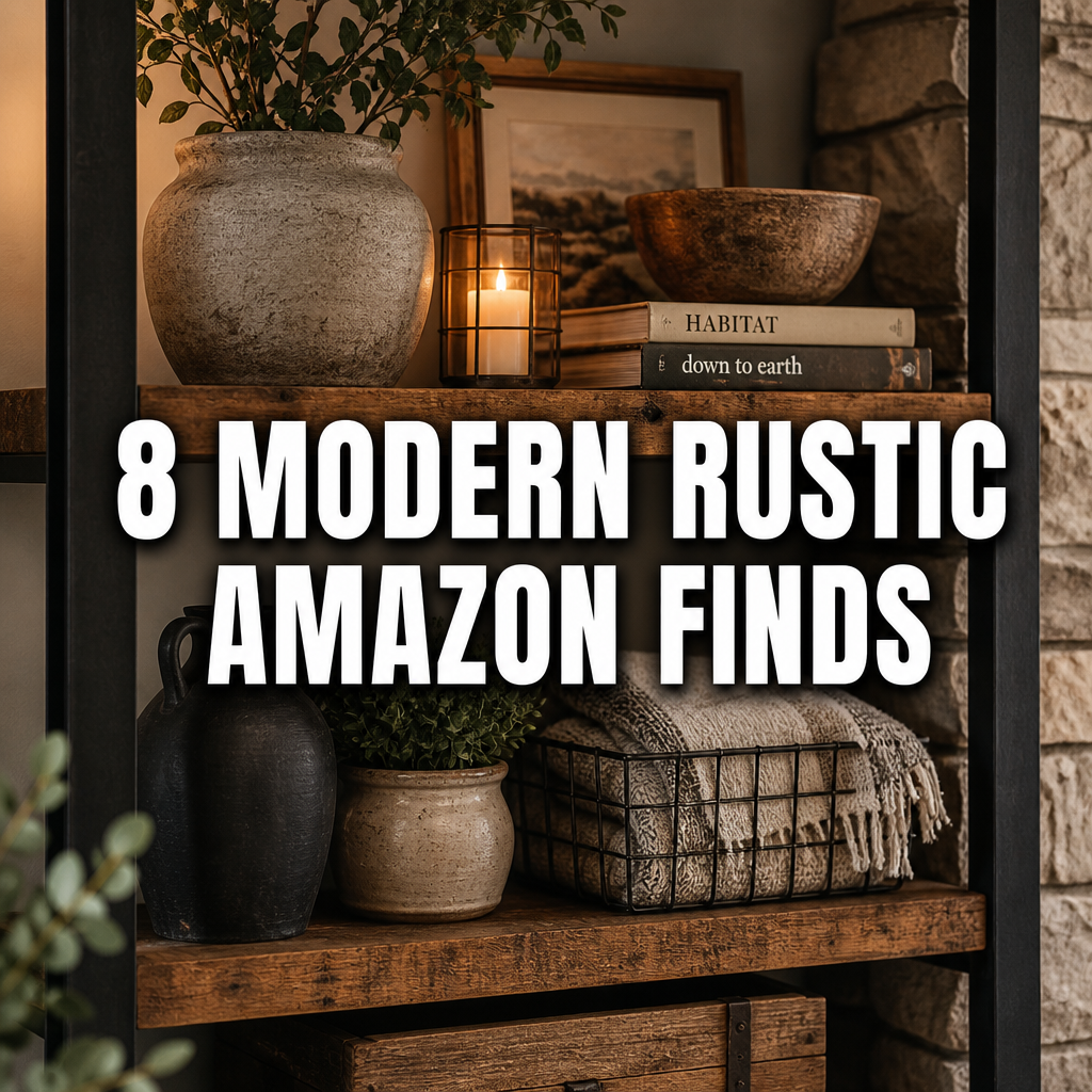 Pinterest pin — 8 Modern Rustic Amazon Finds helloitsheather.com