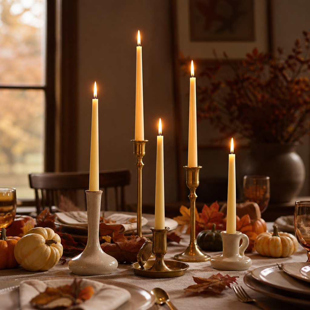 Taper candles and mismatched holders