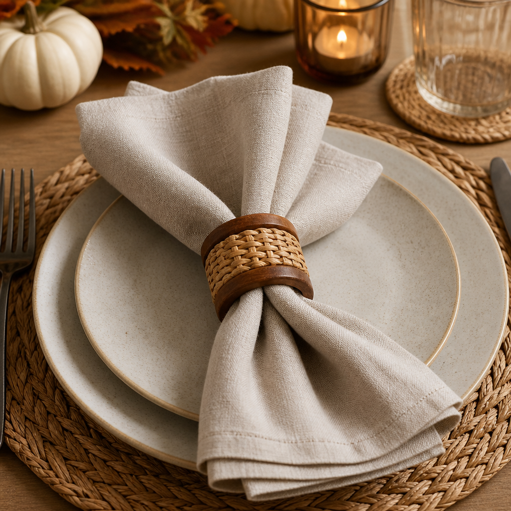 Cloth napkins and napkin rings