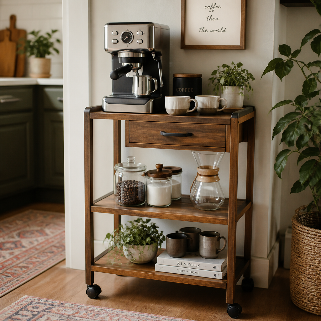 Bar cart coffee station