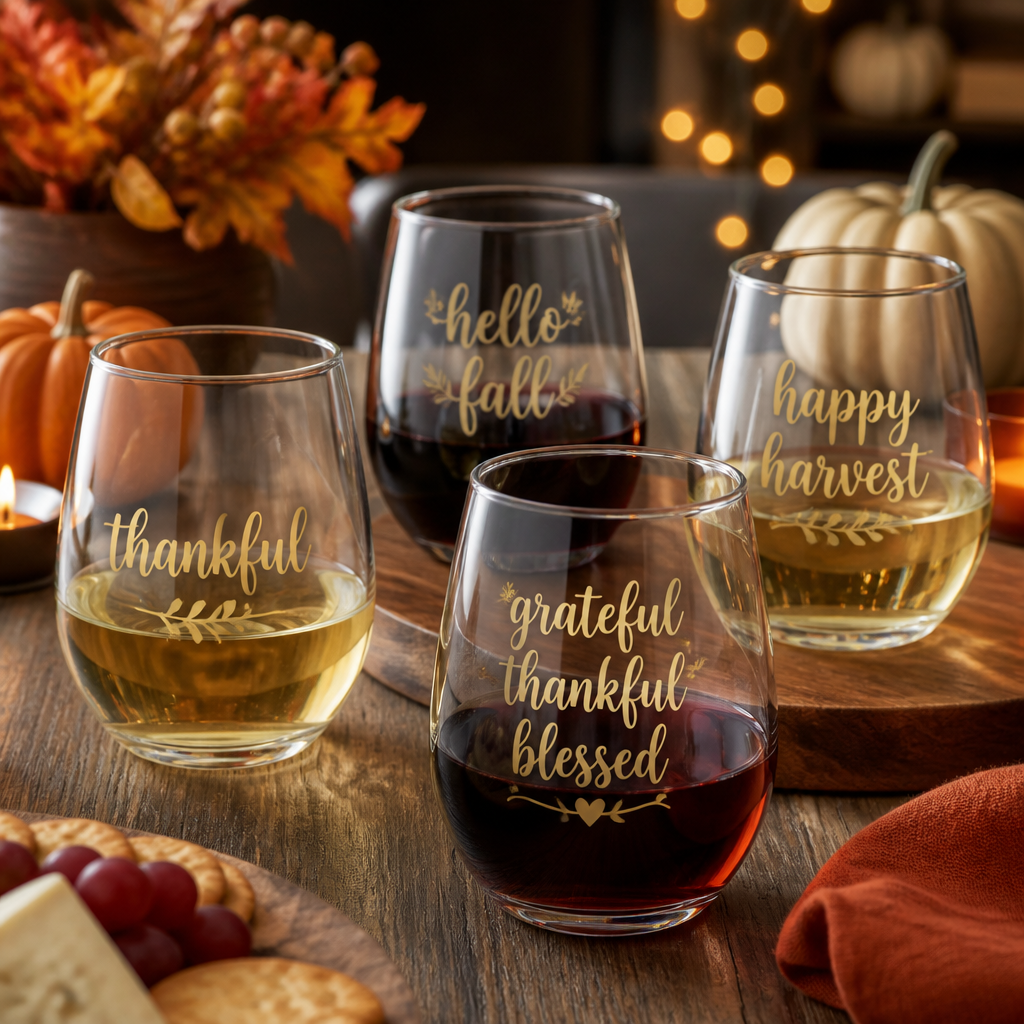 Stemless wine glass set