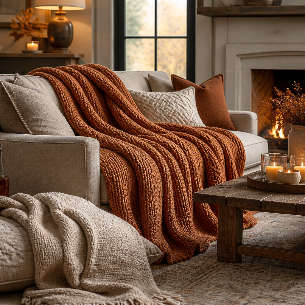 Oversized knit throw blankets