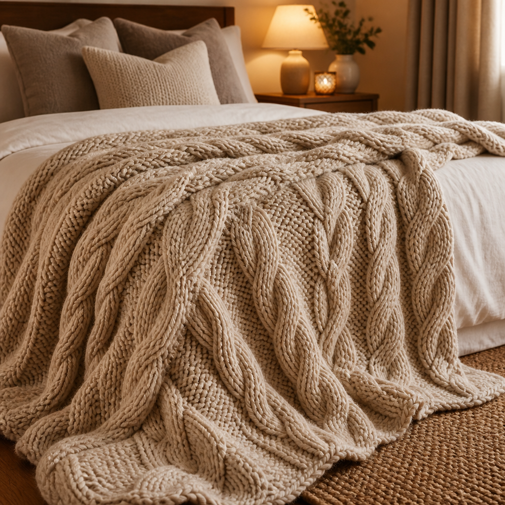 Chunky knit throw blanket