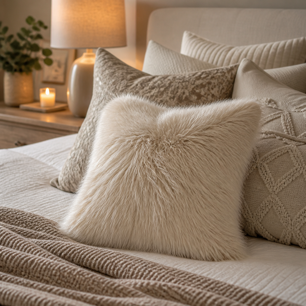 Faux fur accent pillow