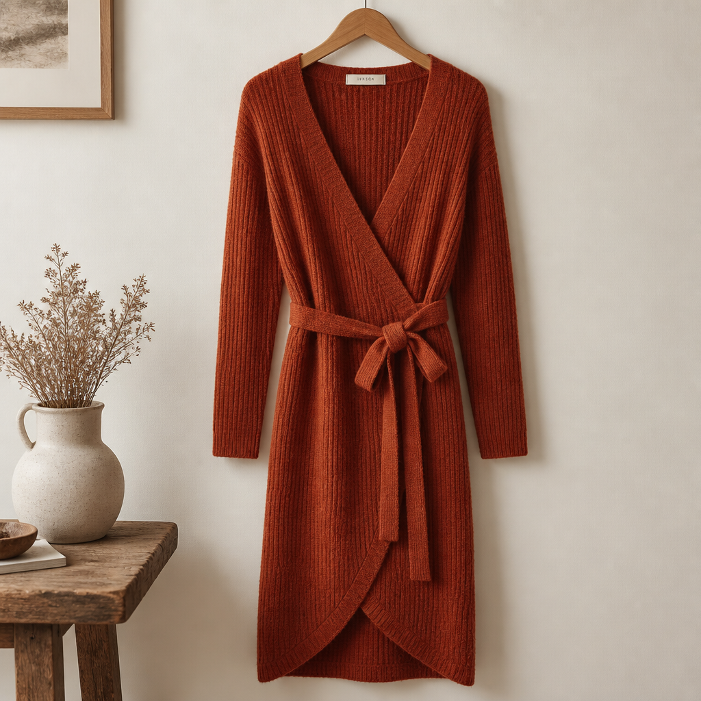 Wrap sweater dress