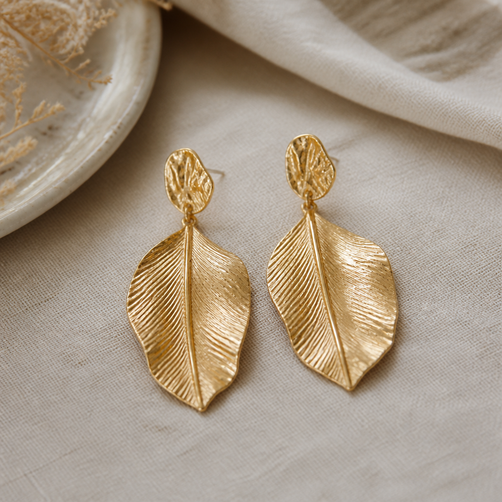 Statement gold drop earrings