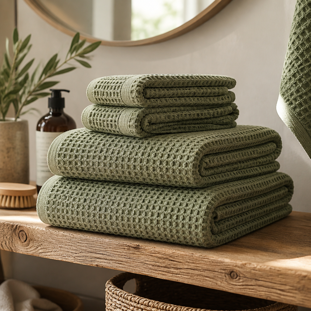 Waffle knit towel set