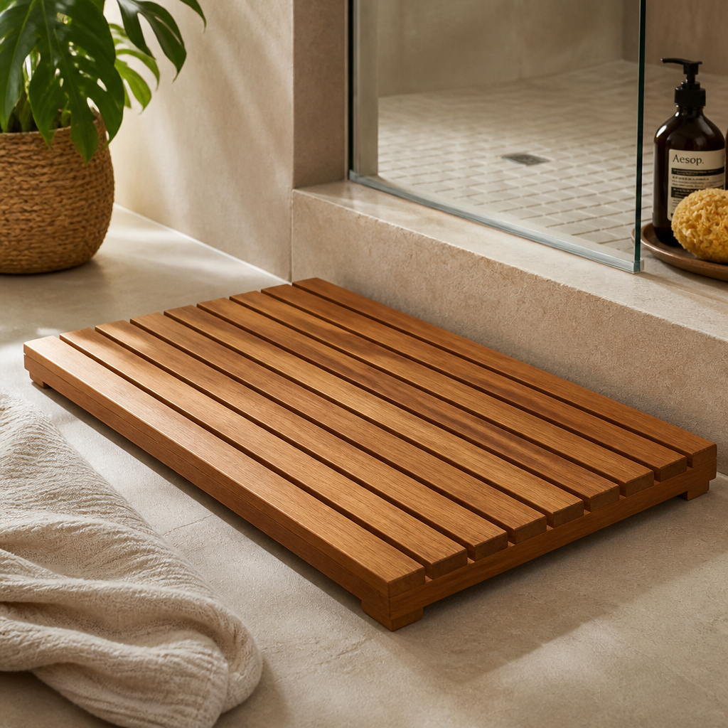 Wood bath mat