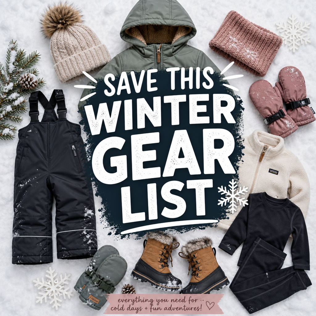 Kids winter gear Pinterest pin