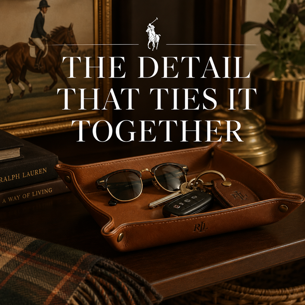 Faux leather catchall tray on an entryway table