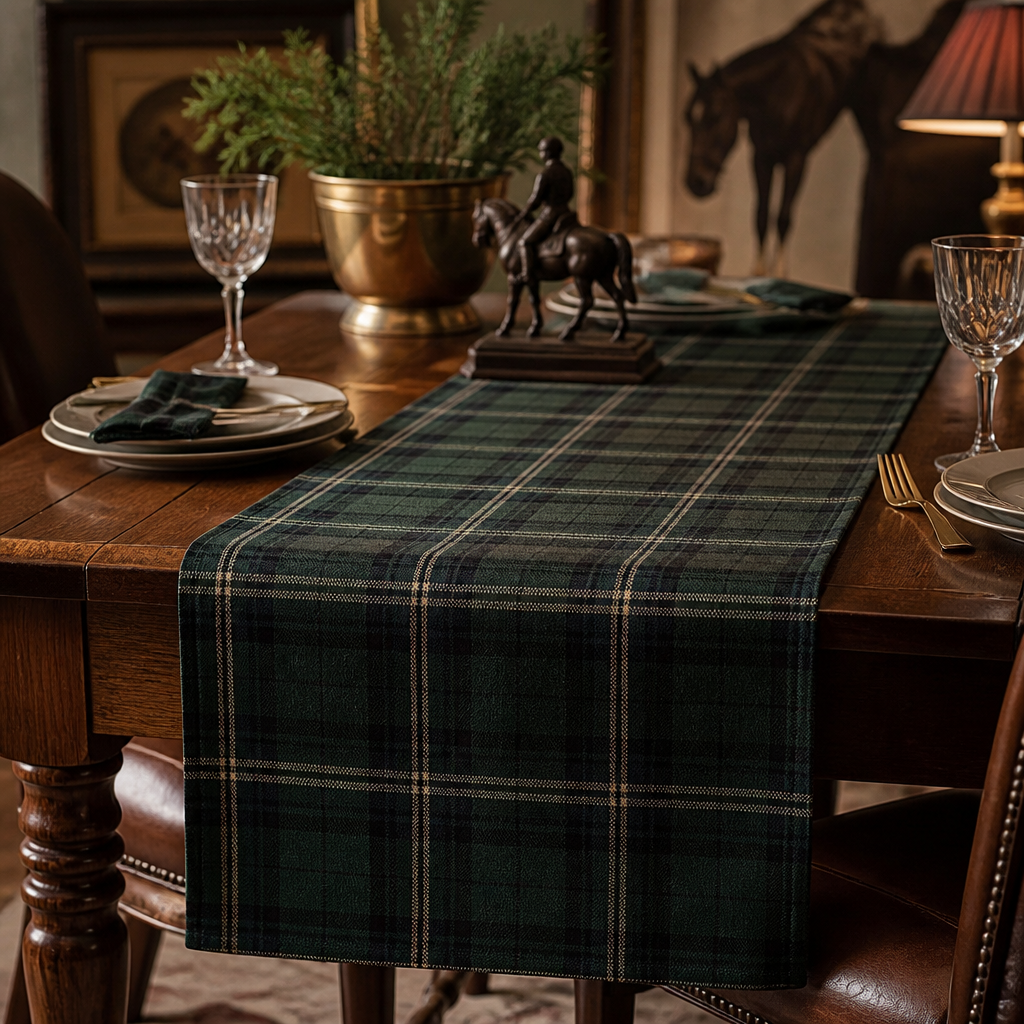 Plaid tartan table runner