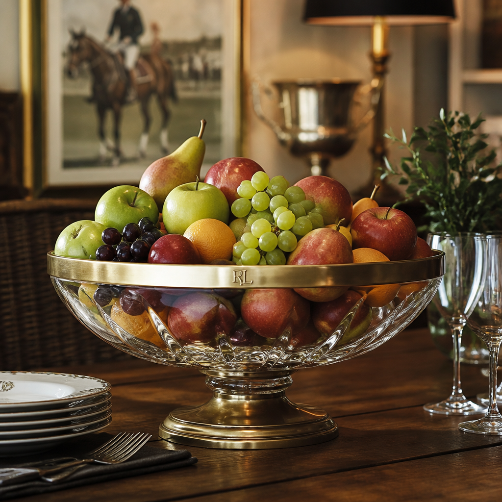 Brass rimmed centerpiece bowl