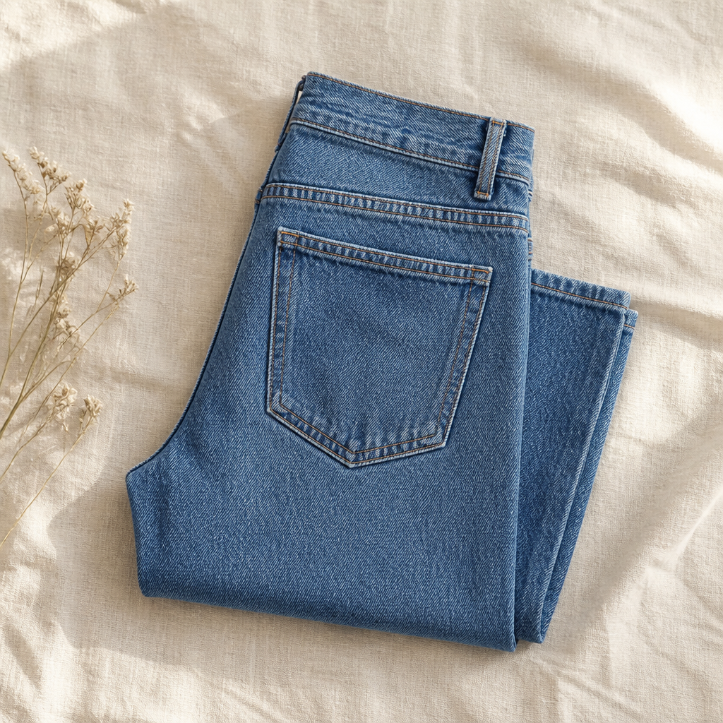 A classic medium wash balances casual vibes while structured cotton keeps knees from bagging out by brunch.