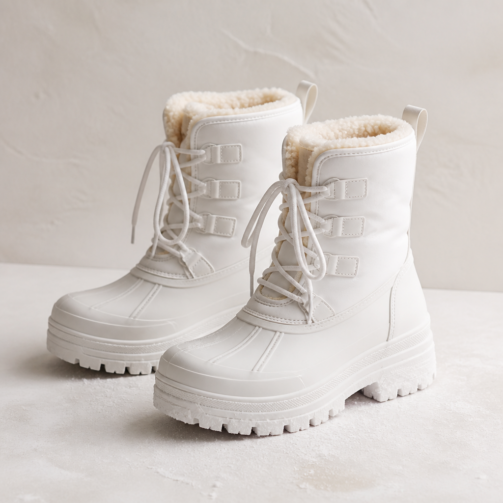 A pair of shearling-lined, genuinely waterproof winter boots — built for slushy lodge parking lots and icy sidewalks, not just for looks.