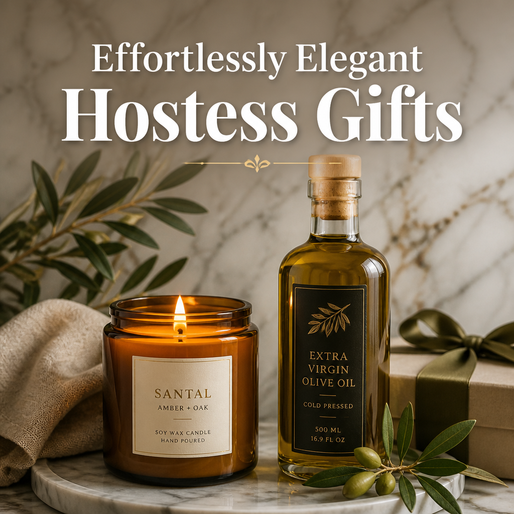Pinterest pin - effortlessly elegant hostess gifts