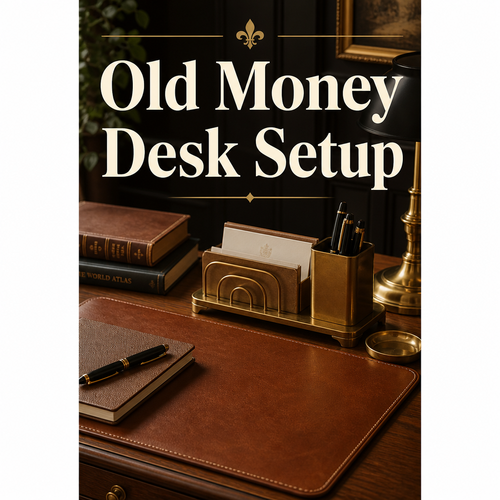 Old Money Desk Setup Pinterest pin