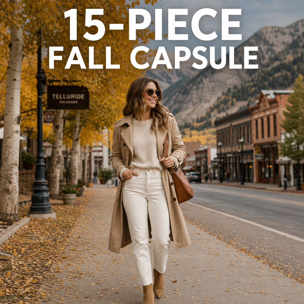 15-Piece Fall Capsule Wardrobe Pinterest pin