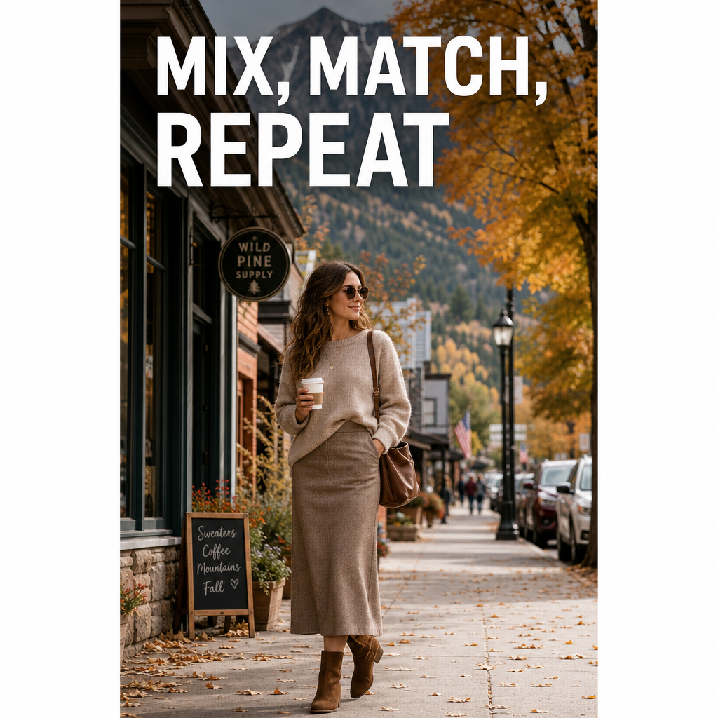 Mix match repeat fall capsule wardrobe Pinterest pin