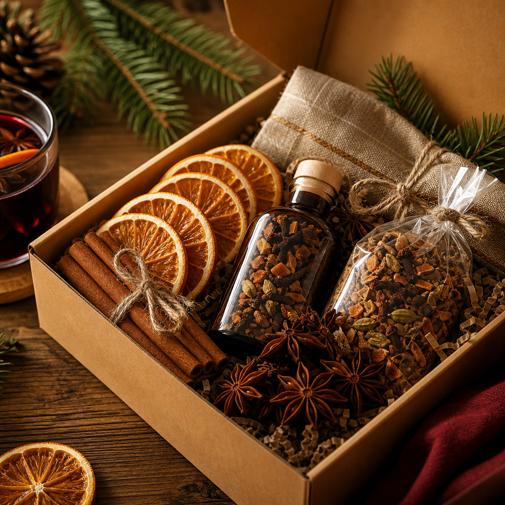 Spiced mulled wine kit with cinnamon and orange