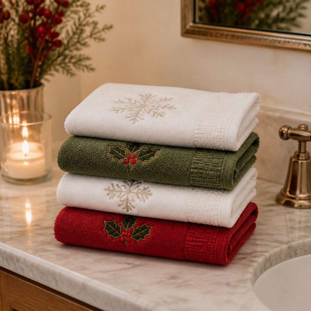 Set of holiday guest towels