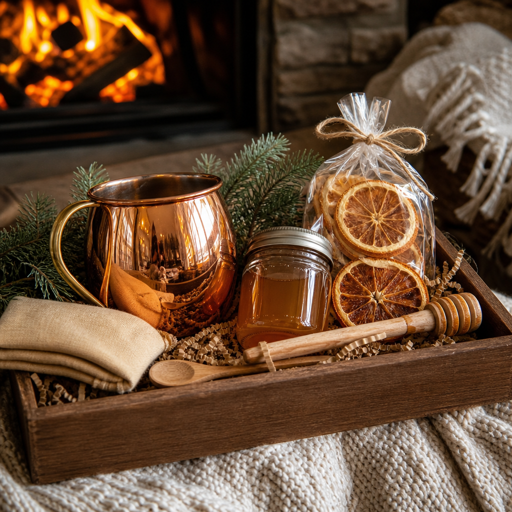 Hot toddy kit with a copper mug