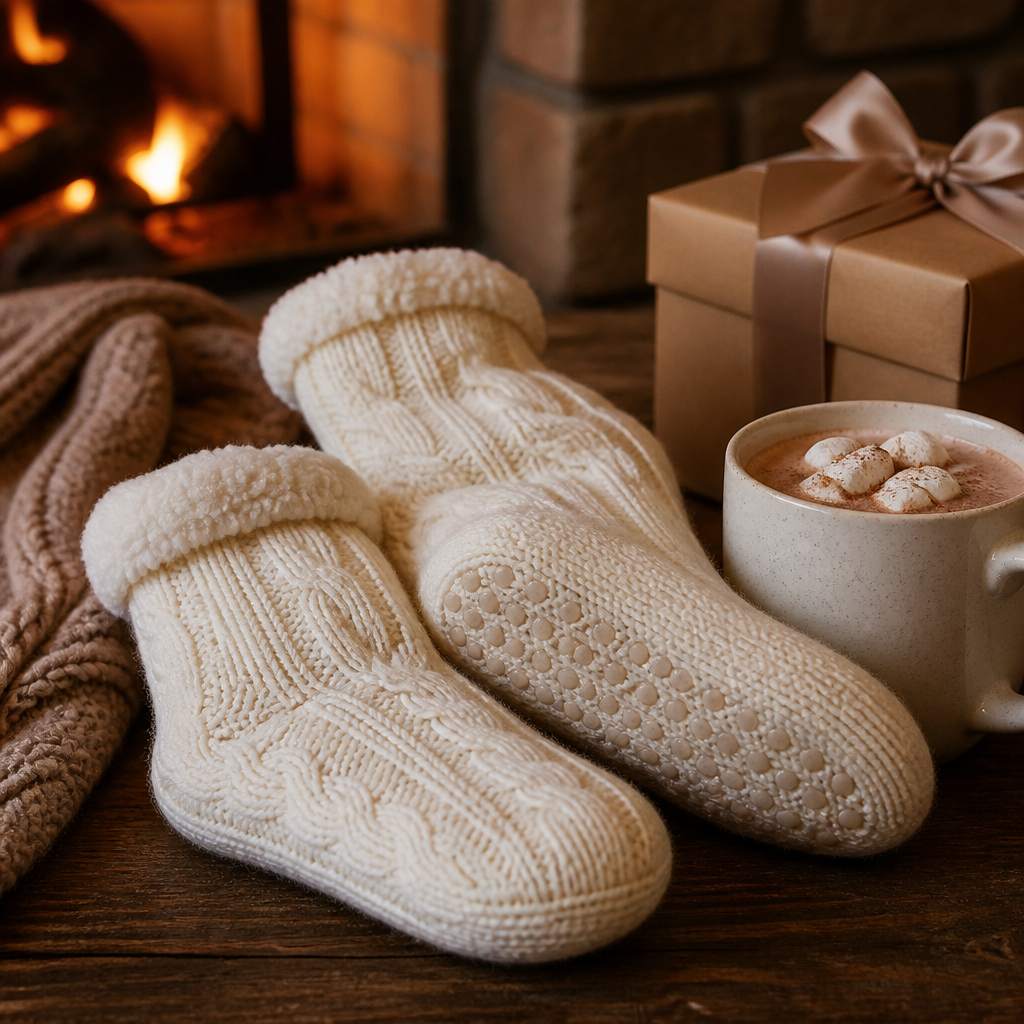 Cozy slipper socks with grippers