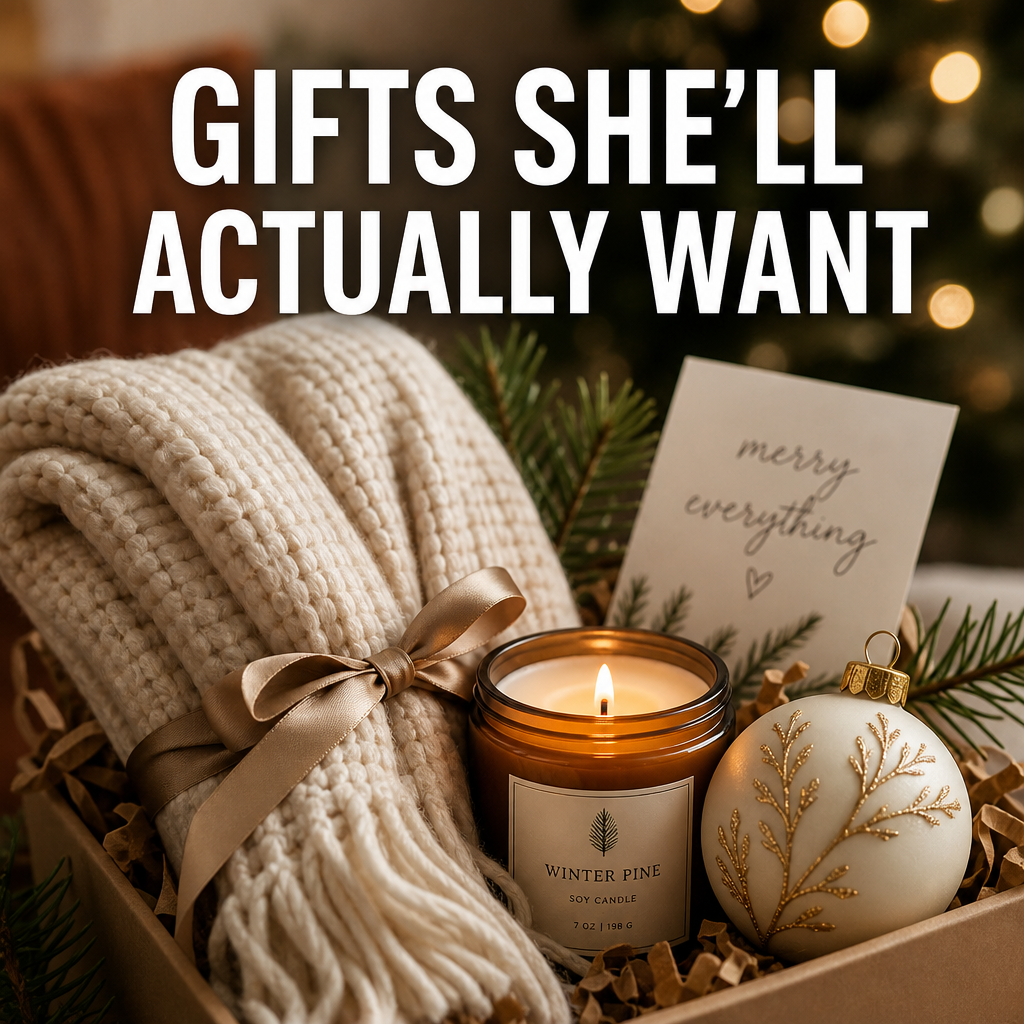 Gifts she'll actually want holiday hostess Pinterest pin