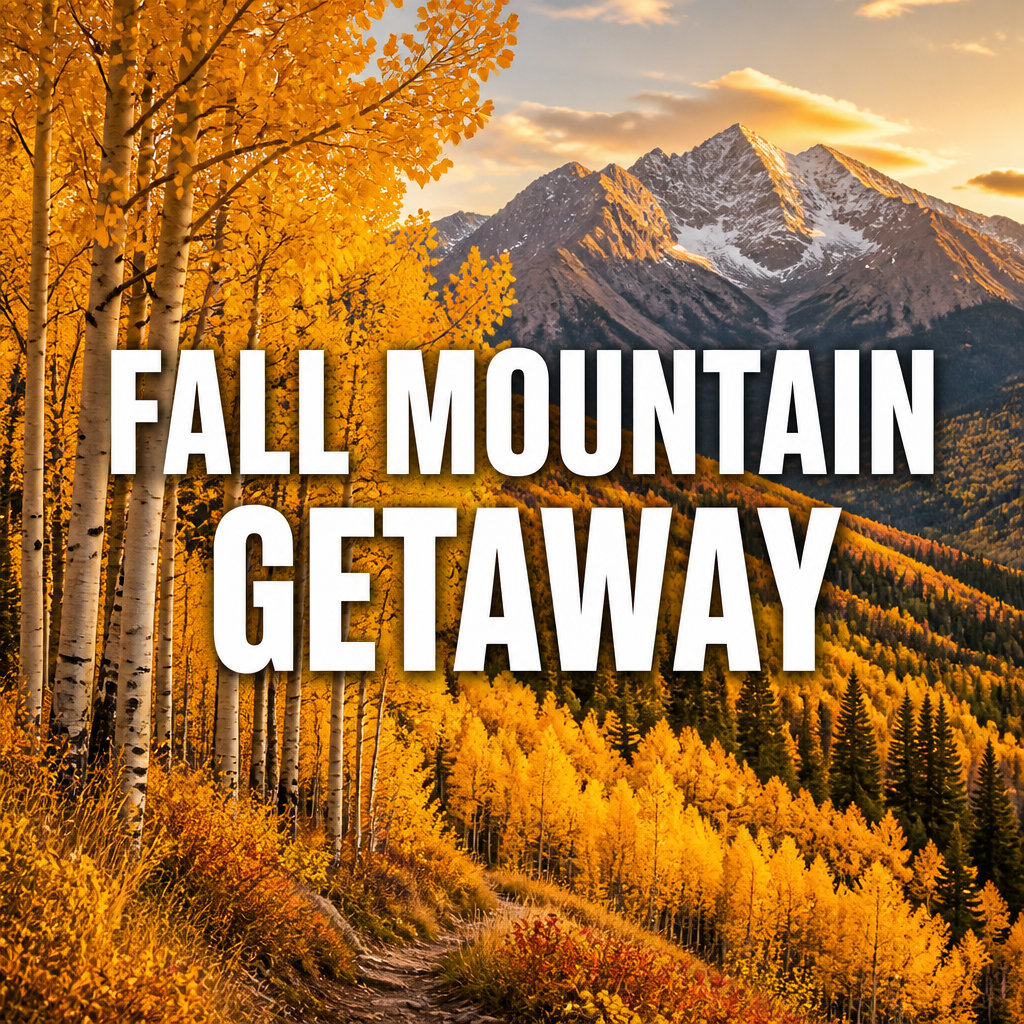 Pinterest pin reading Fall Mountain Getaway Packing List over golden aspen trees