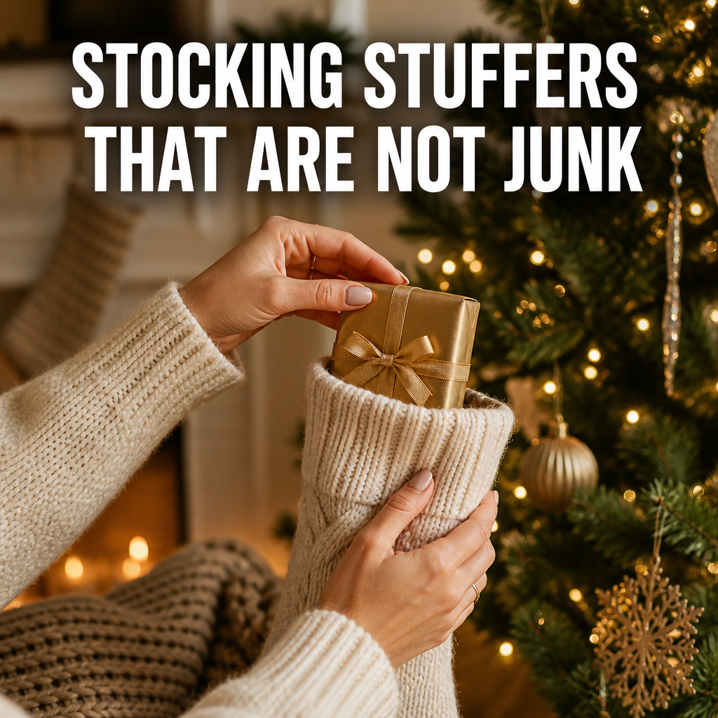 Pinterest pin: Stocking Stuffers That Are Not Junk